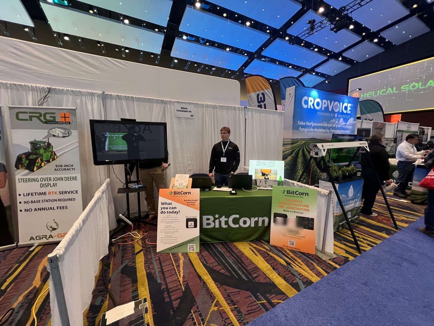 The BitCorn booth at an agriculture trade show